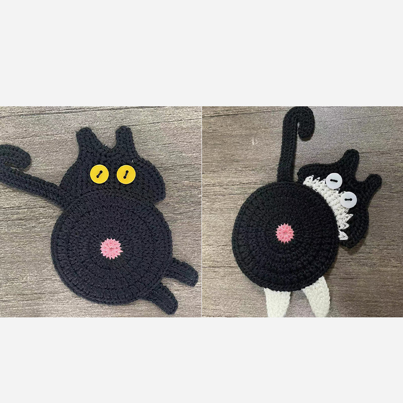 🐾 Handvirkade Underlägg "Kattstjärt" 😺 | Unikt & Gulligt – För den Perfekta Fikastunden! 💖