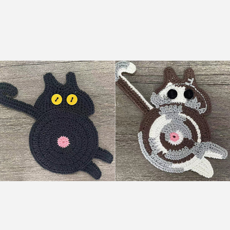 🐾 Handvirkade Underlägg "Kattstjärt" 😺 | Unikt & Gulligt – För den Perfekta Fikastunden! 💖