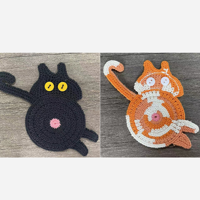 🐾 Handvirkade Underlägg "Kattstjärt" 😺 | Unikt & Gulligt – För den Perfekta Fikastunden! 💖