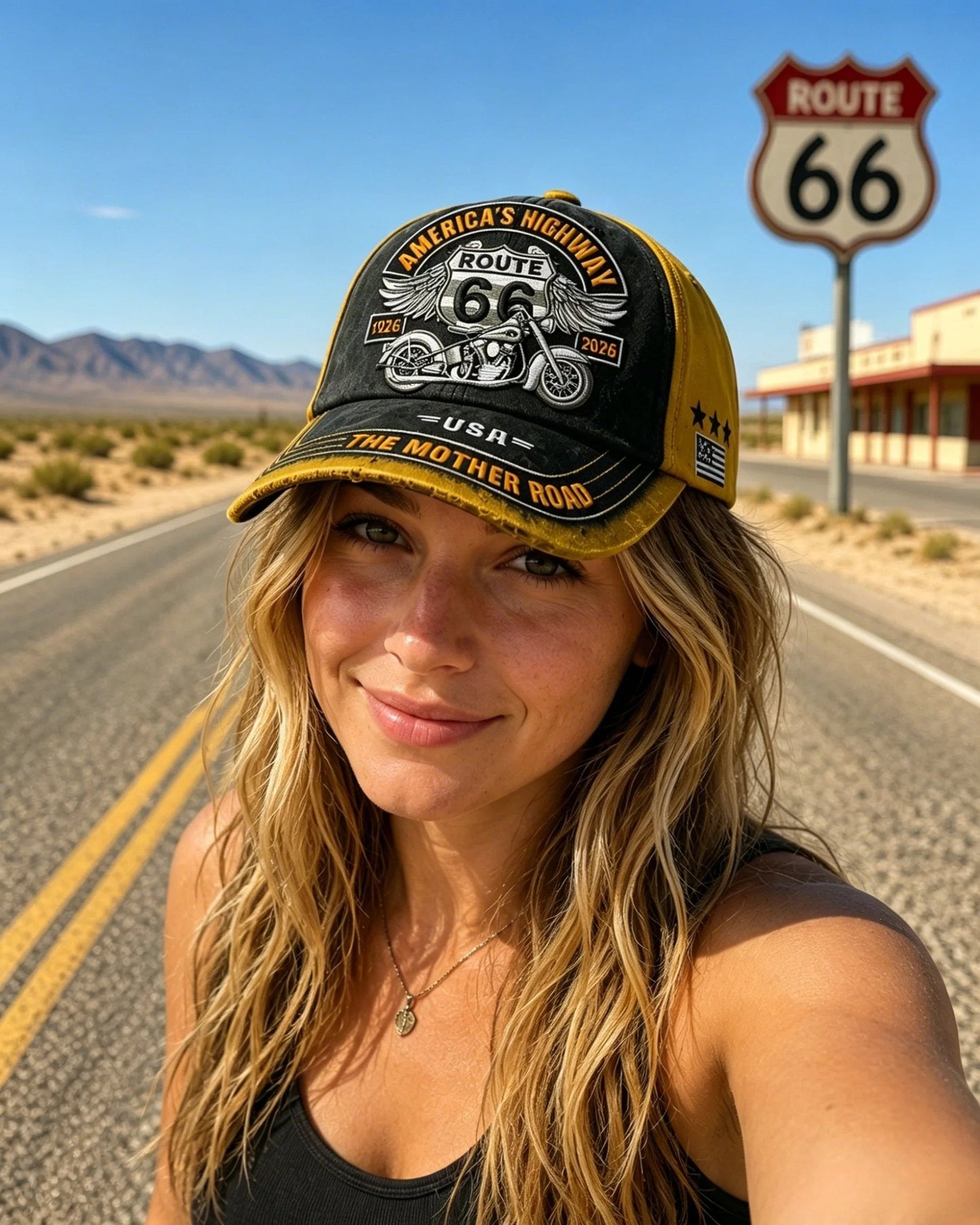 🏍️ 1926 Route 66 Century Vintage Baseball Cap – Stonewashed Retro Highway Hat ⏳