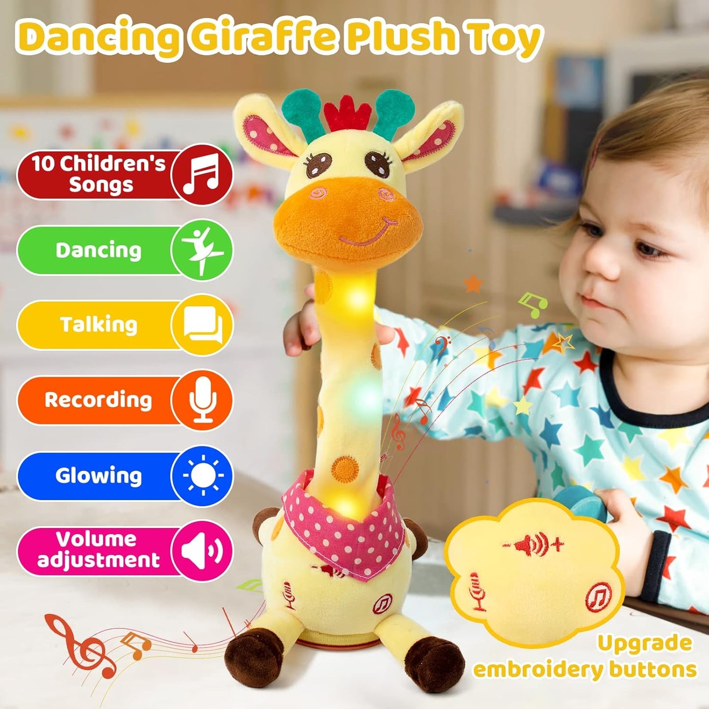 🎉 Bestseller Giraffe Plush Toy | Sings, Dances & Repeats What You Say (Interactive) 🦒🎶