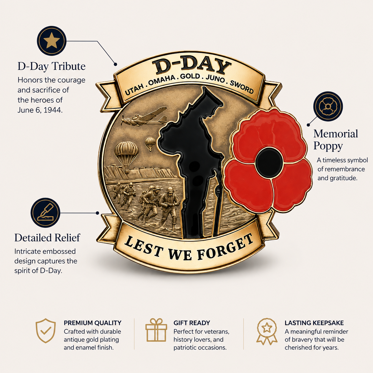 "All Gave Some, Some Gave All" 🌹 80th Anniversary Honor Brooch