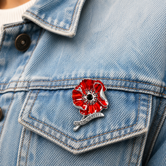 🌺🕊️ VE Day 80th Anniversary Poppy Brooch-Honour Their Sacrifice. Cherish Their Legacy