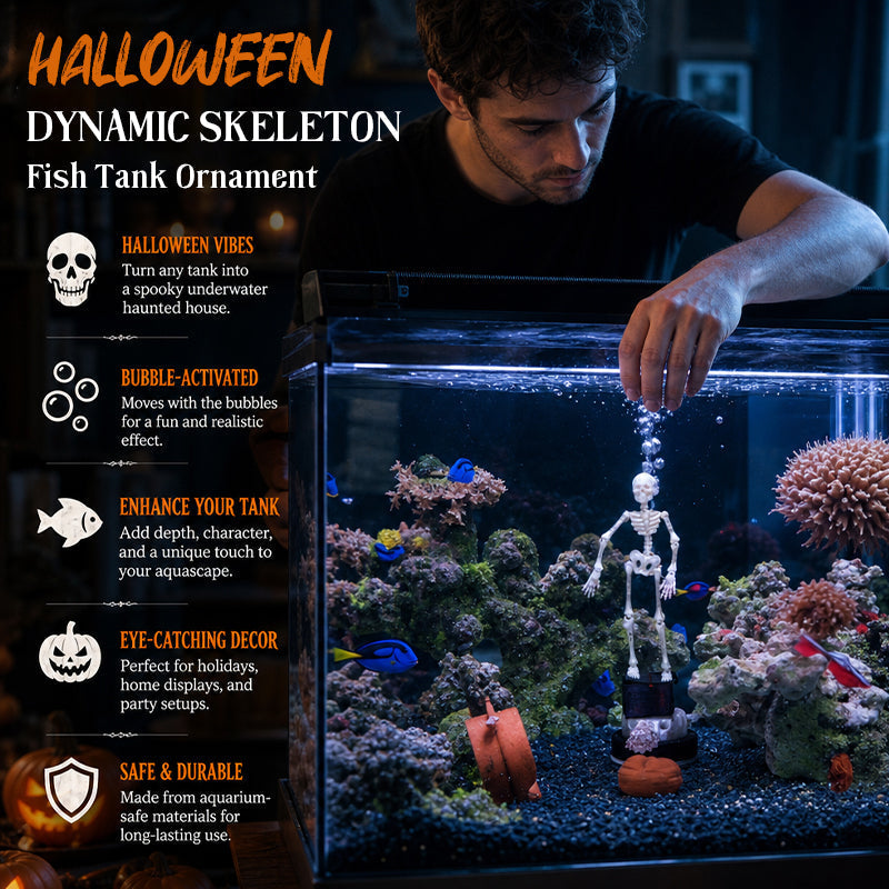 Spooky Season Must-Have! Dynamic Skeleton Aquarium Decor – Bring Your Fish Tank to Life This Halloween! 🎃💀