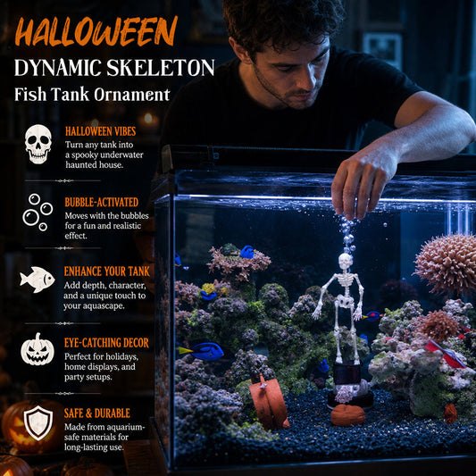 Spooky Season Must-Have! Dynamic Skeleton Aquarium Decor – Bring Your Fish Tank to Life This Halloween! 🎃💀