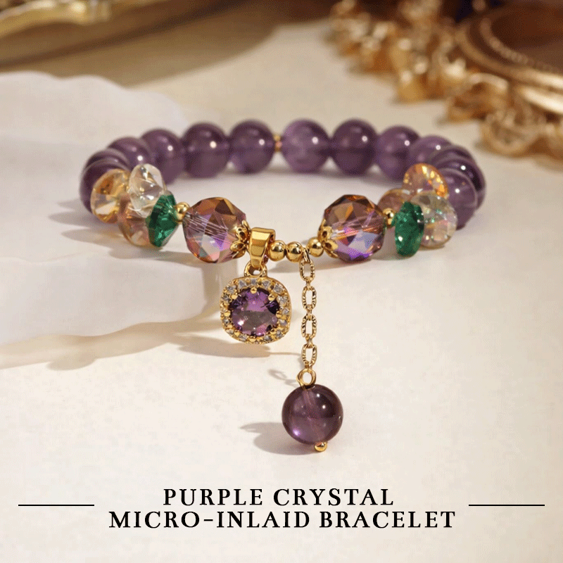Lustrous Purple Crystal Bracelet ✨ Shimmering Micro-Pave Accents 💎