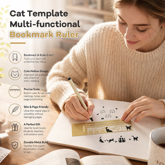 Stop Dog-Earing Your Books! 📚 Premium 2-in-1 Cat Metal Bookmark Ruler