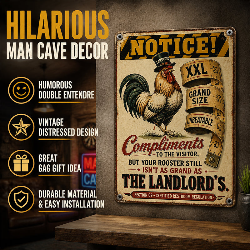 😂 Guaranteed Laughs! Vintage Rooster Metal Sign for Man Cave & Home Bar 🍻