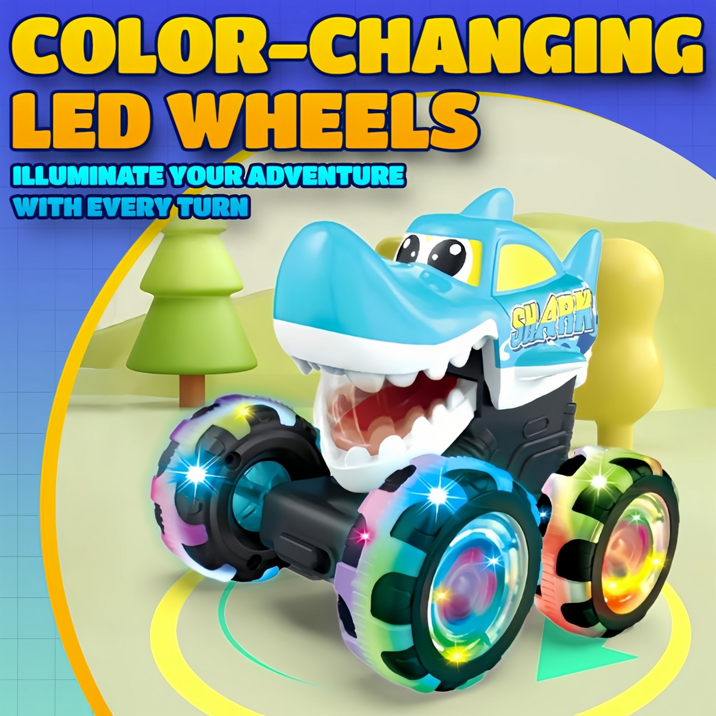🚗 Press & Go Dino Truck for Toddlers | With Motion-Activated LED Light ✨