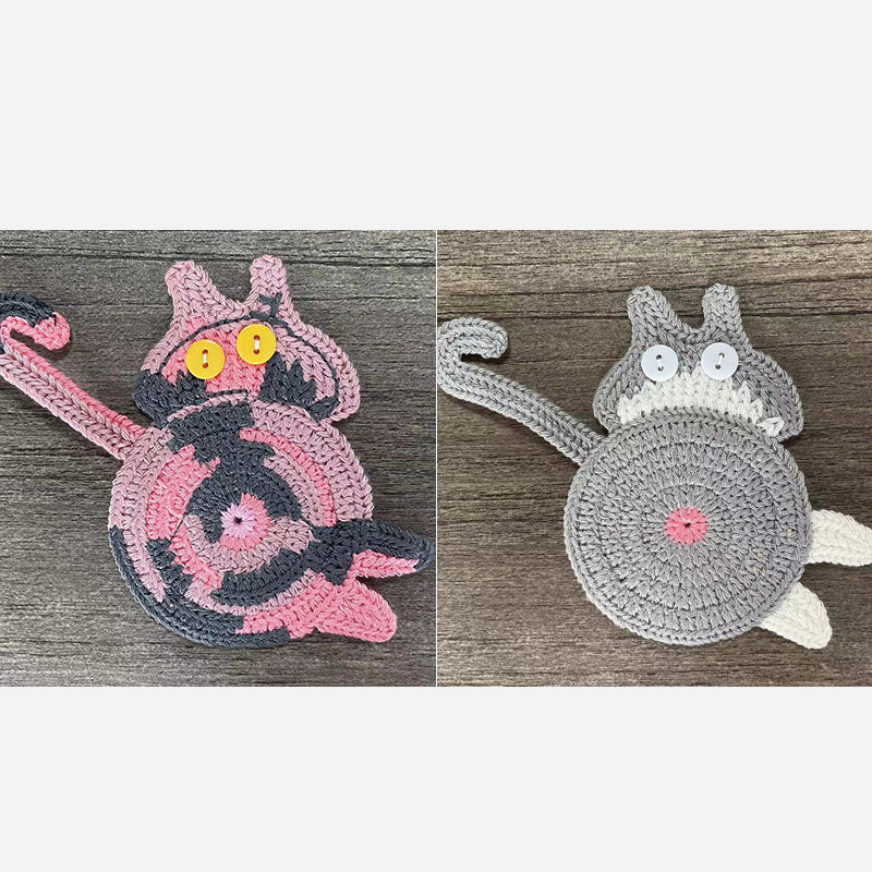 🐾 Handvirkade Underlägg "Kattstjärt" 😺 | Unikt & Gulligt – För den Perfekta Fikastunden! 💖