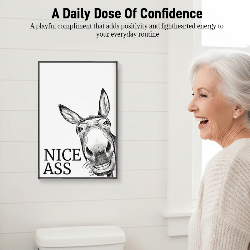 Funny "Nice Ass" Donkey Canvas ✨ Cheeky Bathroom Wall Art 🖼️