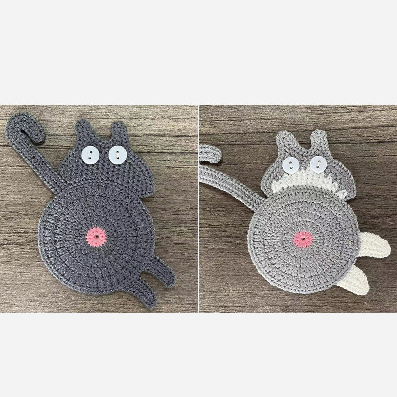🐾 Handvirkade Underlägg "Kattstjärt" 😺 | Unikt & Gulligt – För den Perfekta Fikastunden! 💖