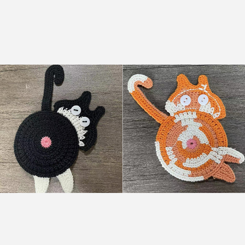 🐾 Handvirkade Underlägg "Kattstjärt" 😺 | Unikt & Gulligt – För den Perfekta Fikastunden! 💖