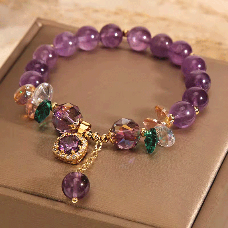 Lustrous Purple Crystal Bracelet ✨ Shimmering Micro-Pave Accents 💎