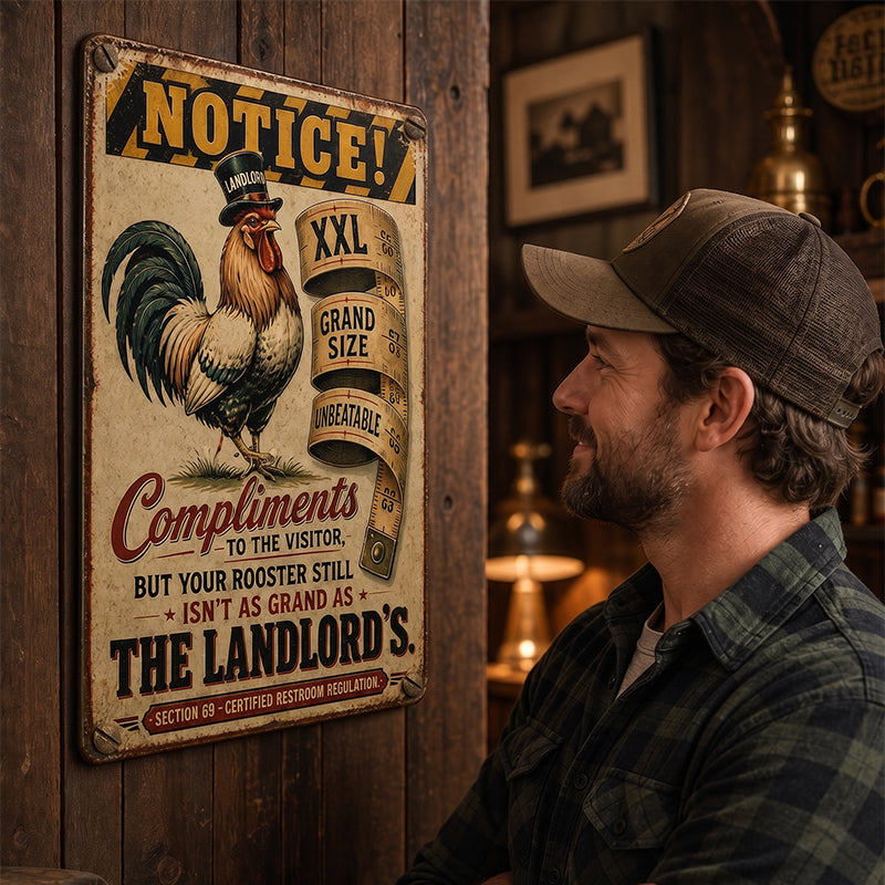 😂 Guaranteed Laughs! Vintage Rooster Metal Sign for Man Cave & Home Bar 🍻