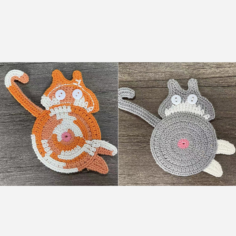 🐾 Handvirkade Underlägg "Kattstjärt" 😺 | Unikt & Gulligt – För den Perfekta Fikastunden! 💖