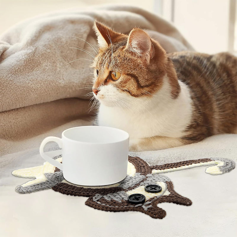 🐾 Handvirkade Underlägg "Kattstjärt" 😺 | Unikt & Gulligt – För den Perfekta Fikastunden! 💖
