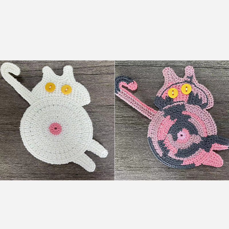 🐾 Handvirkade Underlägg "Kattstjärt" 😺 | Unikt & Gulligt – För den Perfekta Fikastunden! 💖