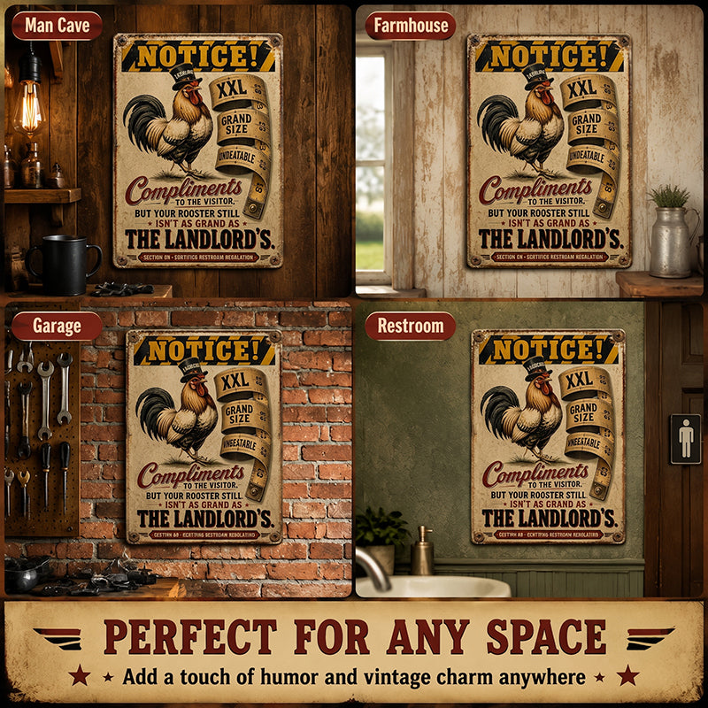 😂 Guaranteed Laughs! Vintage Rooster Metal Sign for Man Cave & Home Bar 🍻
