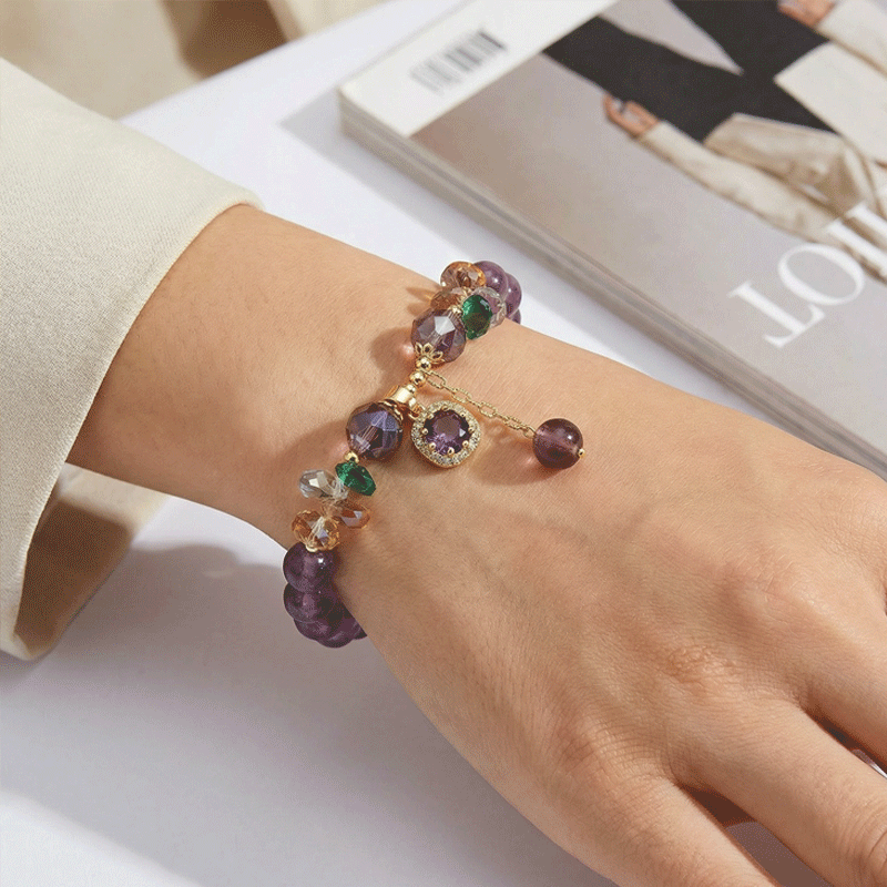 Lustrous Purple Crystal Bracelet ✨ Shimmering Micro-Pave Accents 💎