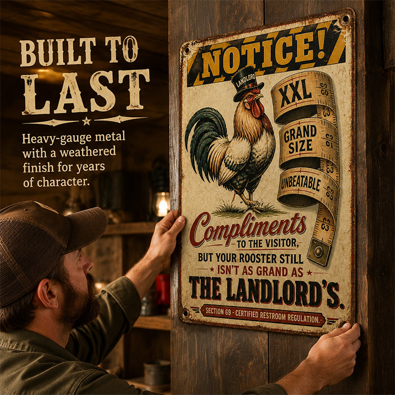 😂 Guaranteed Laughs! Vintage Rooster Metal Sign for Man Cave & Home Bar 🍻