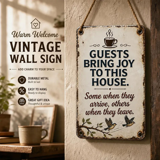 Cozy Welcome Metal Sign for Porch & Garden - Weatherproof Vintage Wall Decor for Front Door, Outdoor Gate & Yard Fence