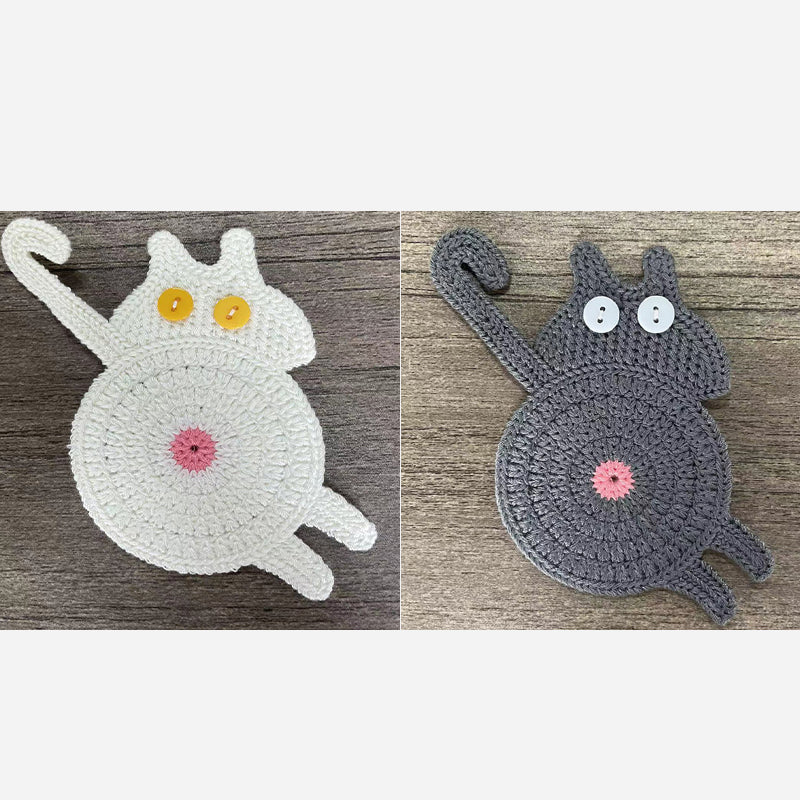 🐾 Handvirkade Underlägg "Kattstjärt" 😺 | Unikt & Gulligt – För den Perfekta Fikastunden! 💖