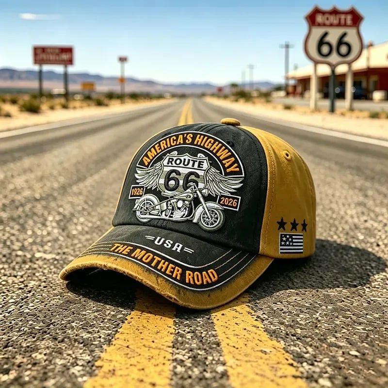 🏍️ 1926 Route 66 Century Vintage Baseball Cap – Stonewashed Retro Highway Hat ⏳