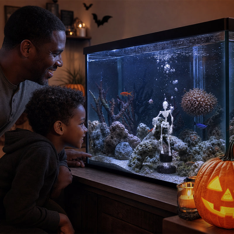 Spooky Season Must-Have! Dynamic Skeleton Aquarium Decor – Bring Your Fish Tank to Life This Halloween! 🎃💀