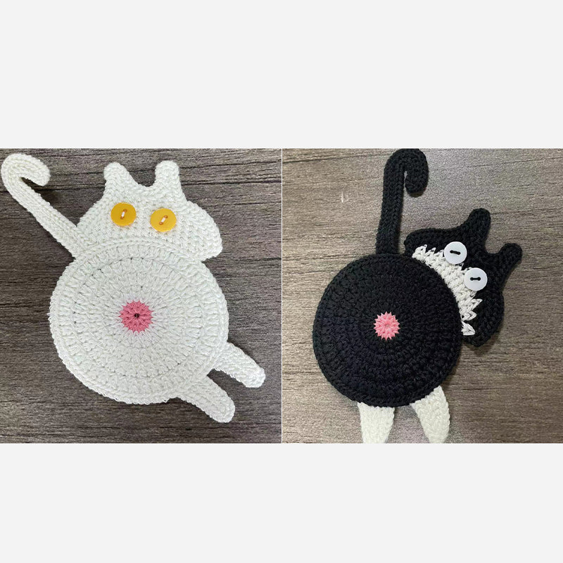 🐾 Handvirkade Underlägg "Kattstjärt" 😺 | Unikt & Gulligt – För den Perfekta Fikastunden! 💖