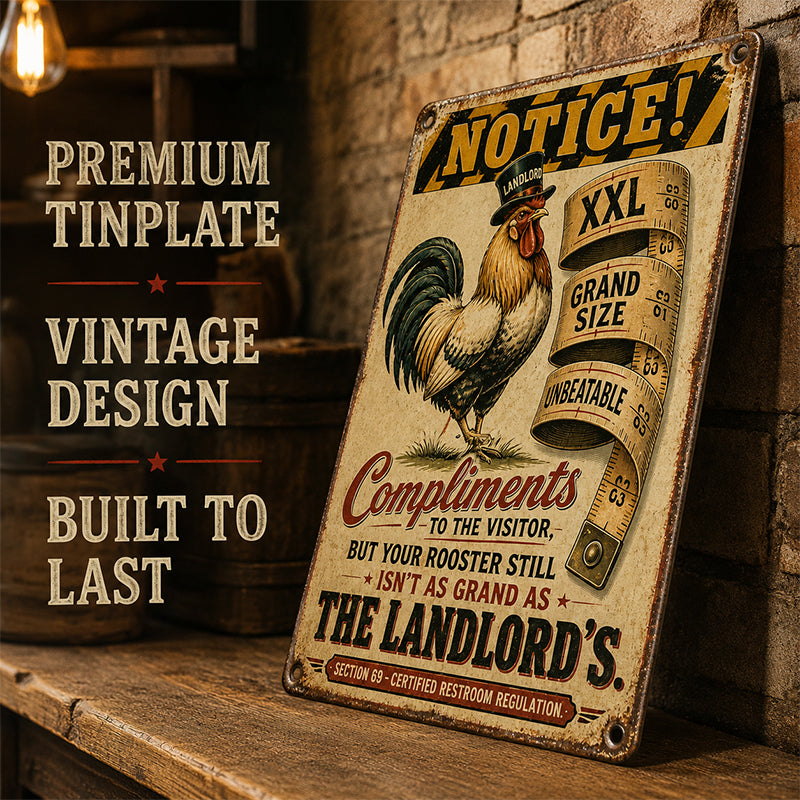 😂 Guaranteed Laughs! Vintage Rooster Metal Sign for Man Cave & Home Bar 🍻