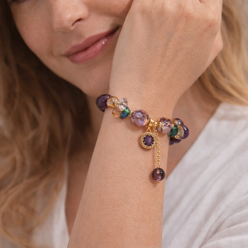 Lustrous Purple Crystal Bracelet ✨ Shimmering Micro-Pave Accents 💎