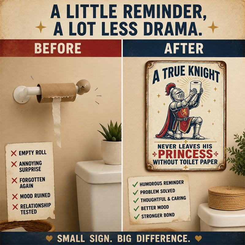 Never Argue Over Empty Rolls Again 🚽 Funny Toilet Paper Sign for Couples