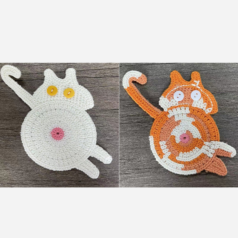 🐾 Handvirkade Underlägg "Kattstjärt" 😺 | Unikt & Gulligt – För den Perfekta Fikastunden! 💖