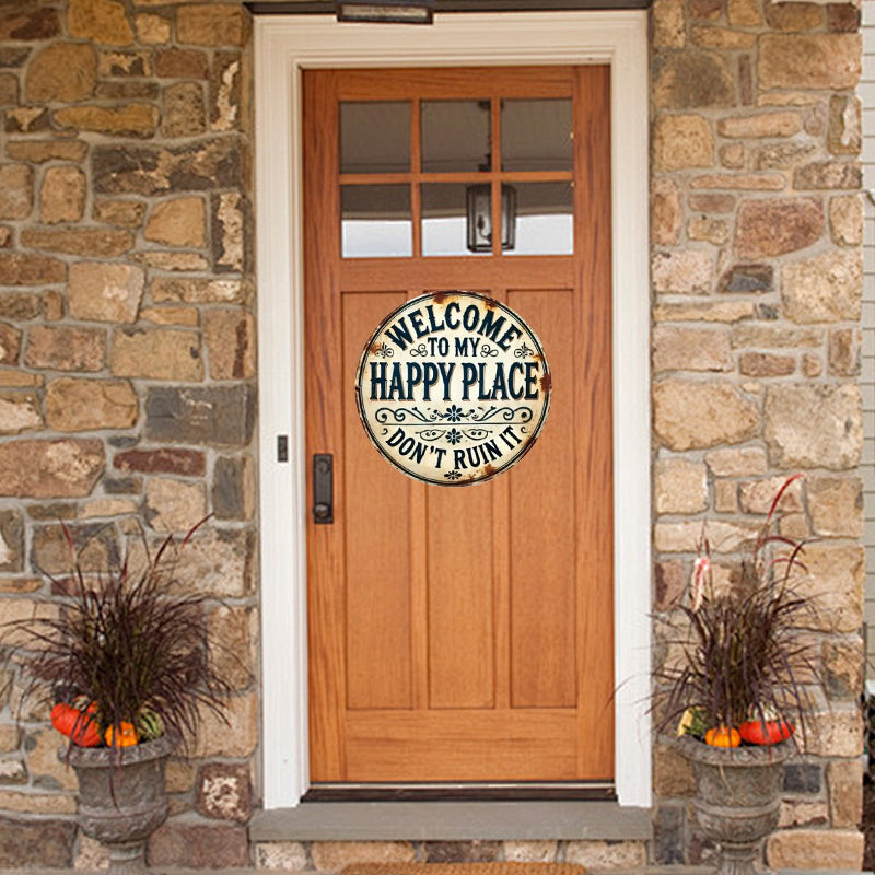 ✨ Vintage Metal Wall Art: "Welcome to My Happy Place" Retro Decor 🏡