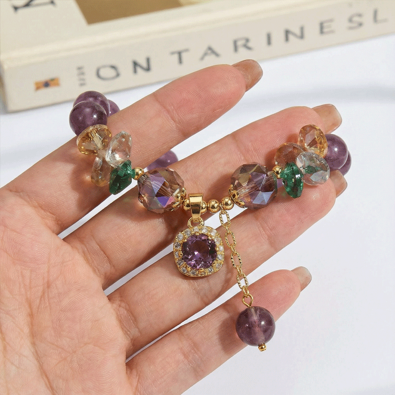 Lustrous Purple Crystal Bracelet ✨ Shimmering Micro-Pave Accents 💎