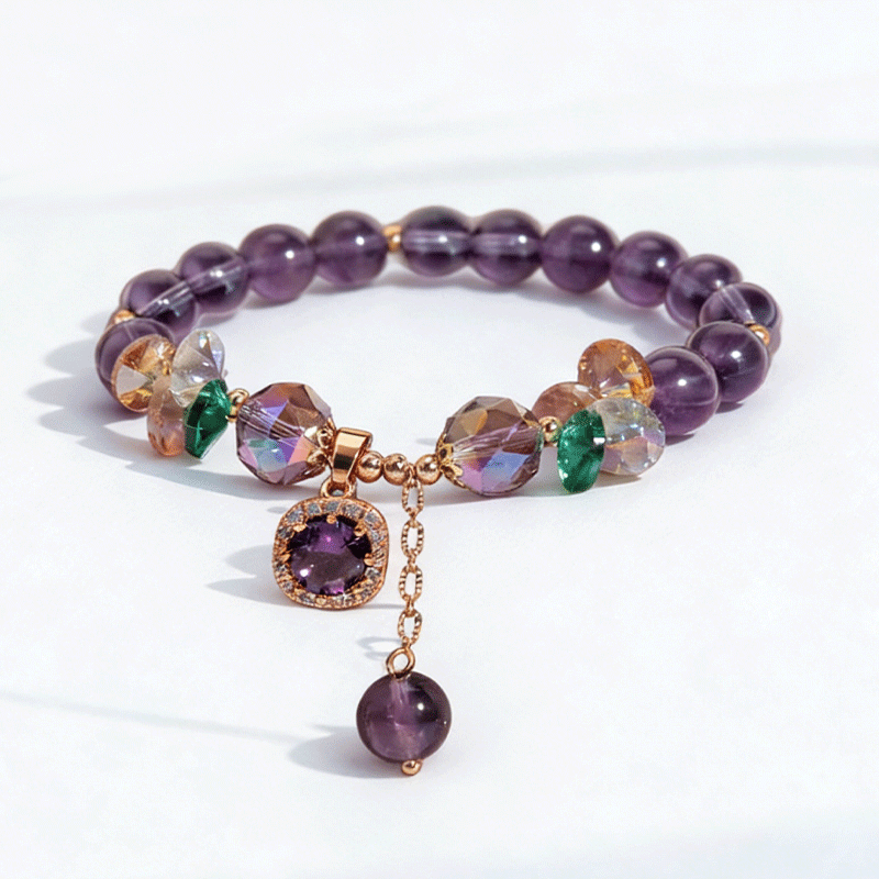 Lustrous Purple Crystal Bracelet ✨ Shimmering Micro-Pave Accents 💎