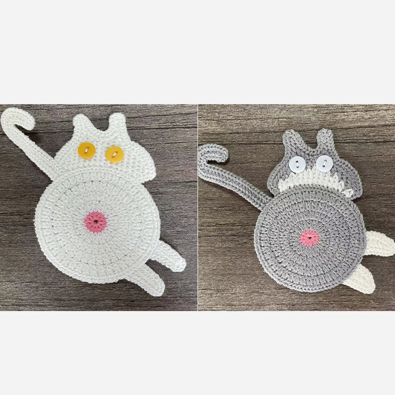🐾 Handvirkade Underlägg "Kattstjärt" 😺 | Unikt & Gulligt – För den Perfekta Fikastunden! 💖