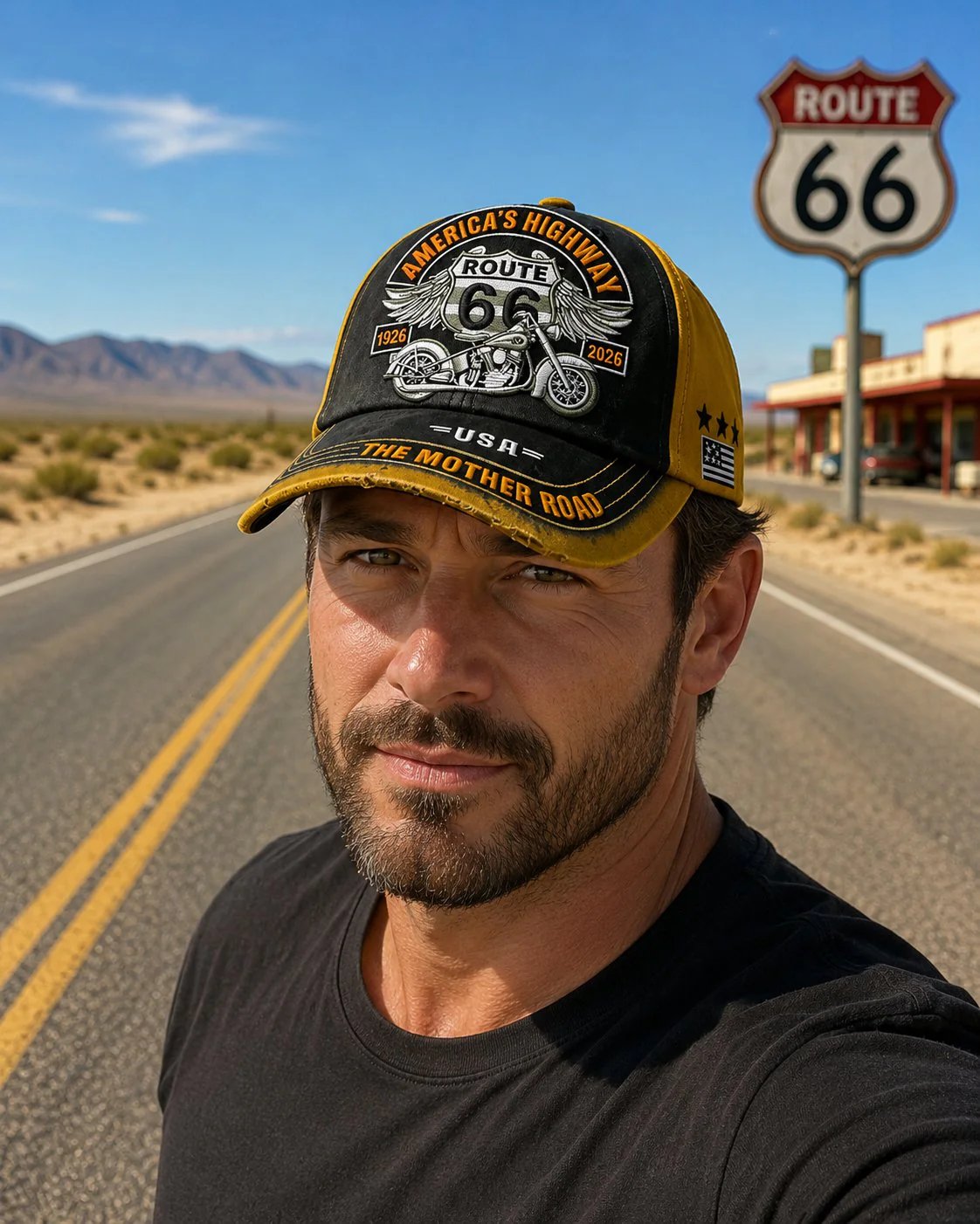 🏍️ 1926 Route 66 Century Vintage Baseball Cap – Stonewashed Retro Highway Hat ⏳