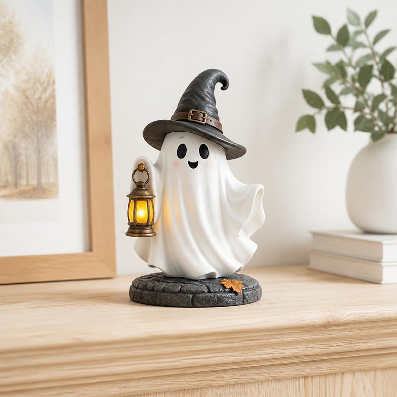 👻 Cozy Fall Vibes: Ultra-Cute Ghost Figurine with Pumpkin & Lantern 🍁