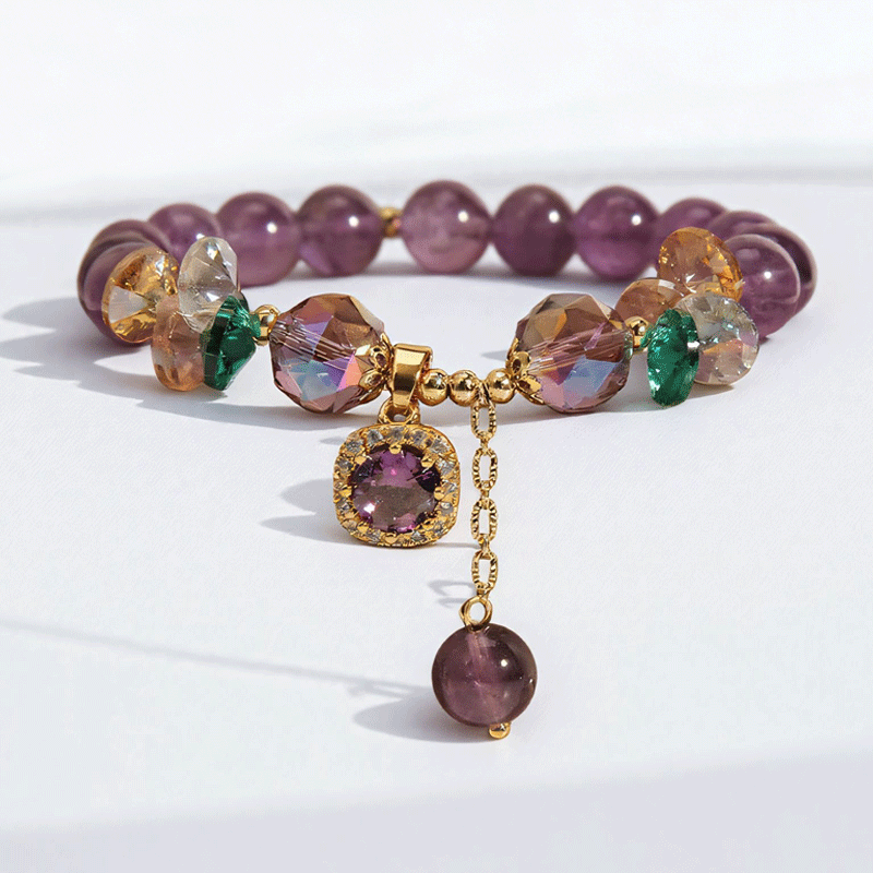 Lustrous Purple Crystal Bracelet ✨ Shimmering Micro-Pave Accents 💎