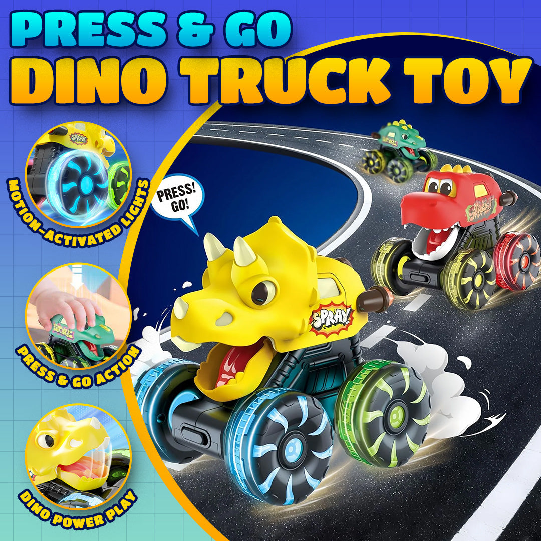 🚗 Press & Go Dino Truck for Toddlers | With Motion-Activated LED Light ✨