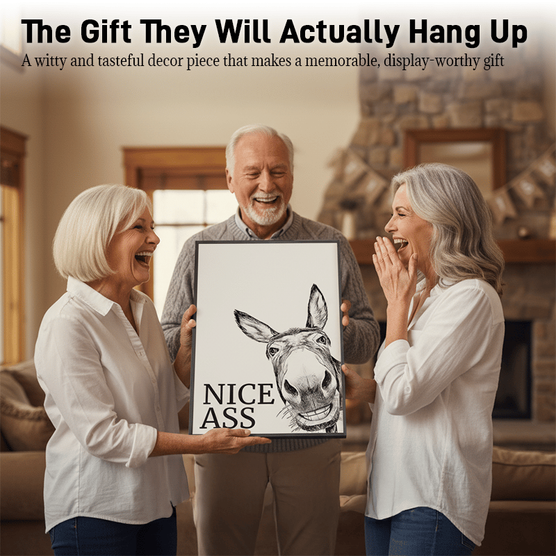 Funny "Nice Ass" Donkey Canvas ✨ Cheeky Bathroom Wall Art 🖼️