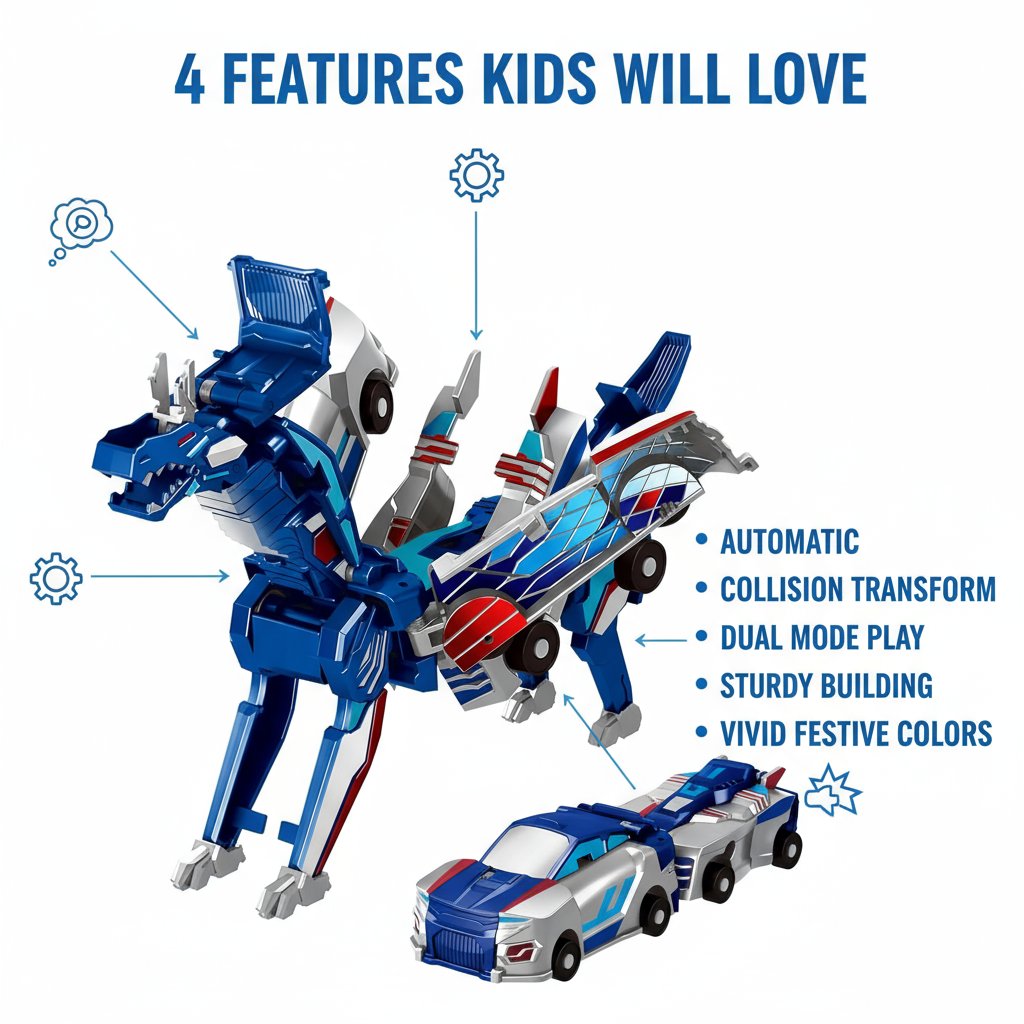 💥 2-in-1 Transforming Dinosaur Car Toy 🦖 | Magnetic Crash Conversion Vehicle ✨ | Christmas Gift for Kids