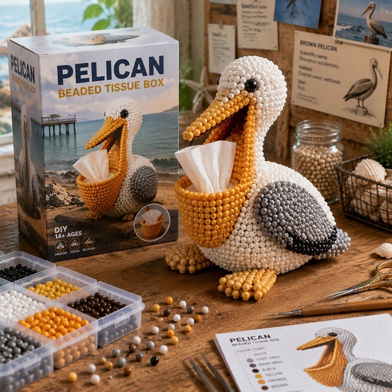 🔥 3D Beaded Animal Tissue Box Craft Kit ✨ Cozy Handcrafted Home Decor Boutique 🐾