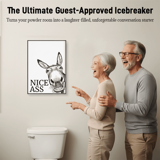 Funny "Nice Ass" Donkey Canvas ✨ Cheeky Bathroom Wall Art 🖼️