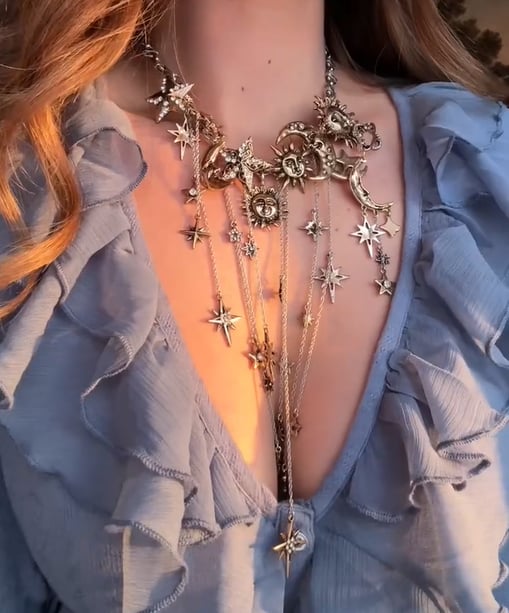 ☀️Sun Moon Stars Multi Pendant Tassel Necklace🌙