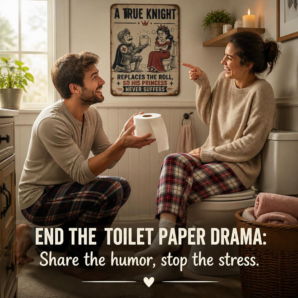 Never Argue Over Empty Rolls Again 🚽 Funny Toilet Paper Sign for Couples