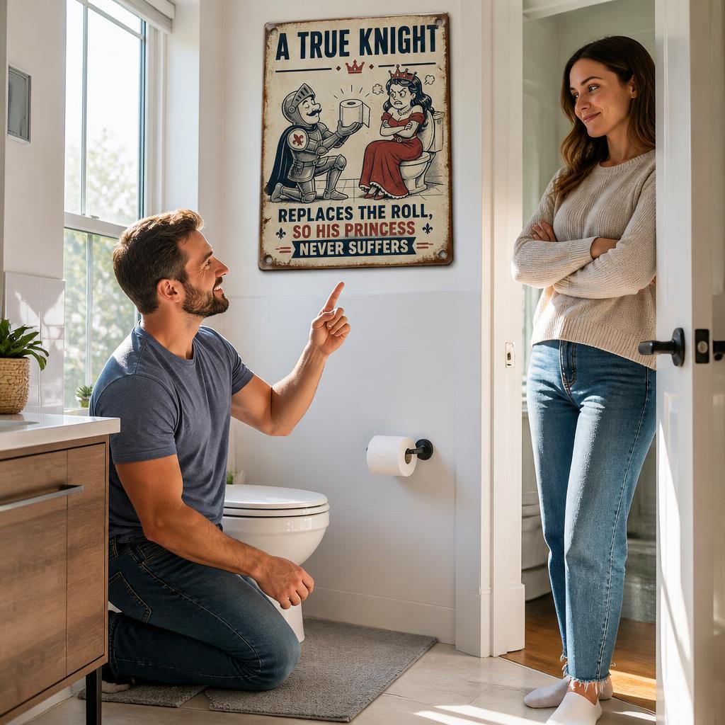 Never Argue Over Empty Rolls Again 🚽 Funny Toilet Paper Sign for Couples